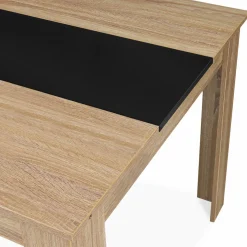 Table de salle à manger extensible en bois imitation hêtre et noire 6-10 personnes*IDMarket Best