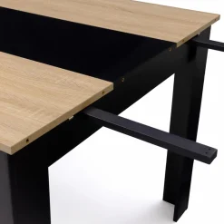 Table de salle à manger extensible noire et imitation hêtre 6-10 personnes*IDMarket Discount