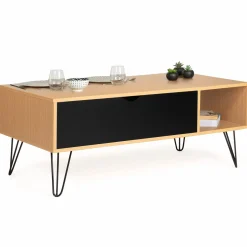 Table de salon avec plateau relevable en bois et métal*IDMarket Discount