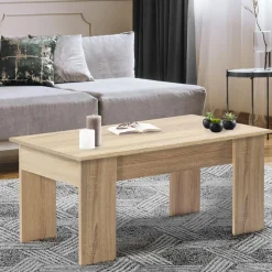 Table de salon avec plateau relevable bois imitation hêtre*IDMarket Best