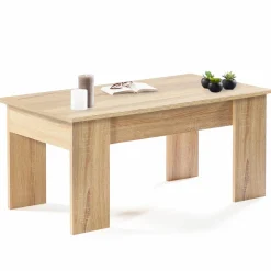 Table de salon avec plateau relevable bois imitation hêtre*IDMarket Best