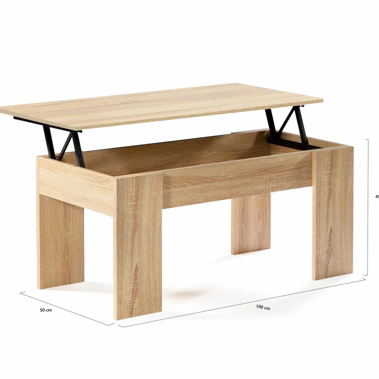 Table de salon avec plateau relevable bois imitation hêtre*IDMarket Best