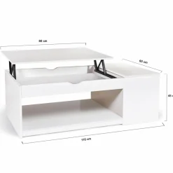 Table de salon avec plateau relevable blanche*IDMarket Hot