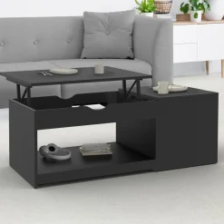 Table de salon avec plateau relevable bois noir*IDMarket