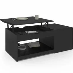 Table de salon avec plateau relevable bois noir*IDMarket