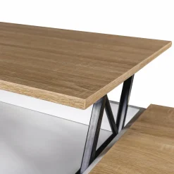 Table de salon avec plateau relevable bois blanc et façon hêtre*IDMarket Clearance