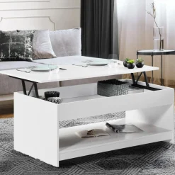 Table de salon blanche avec plateau relevable*IDMarket Hot