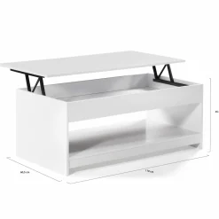 Table de salon blanche avec plateau relevable*IDMarket Hot