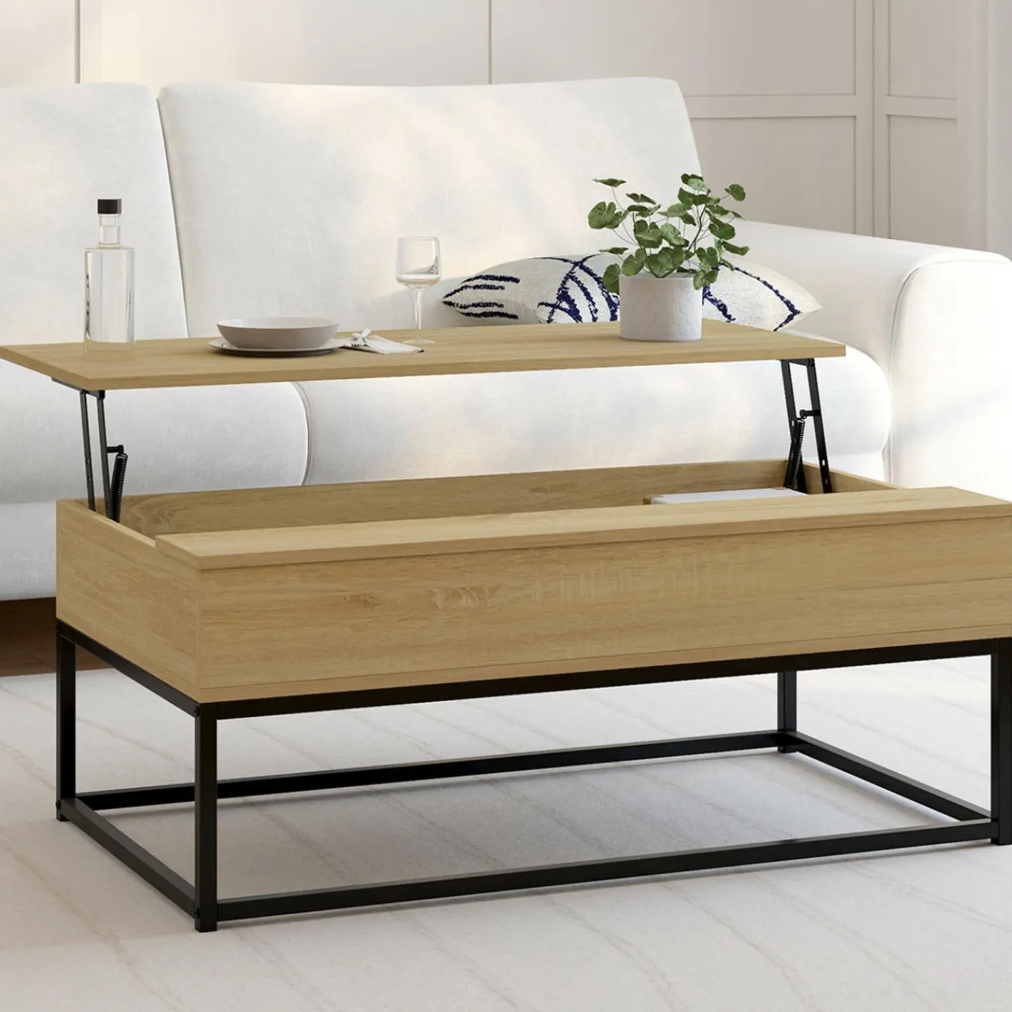 Table de salon industrielle avec plateau relevable*IDMarket Discount