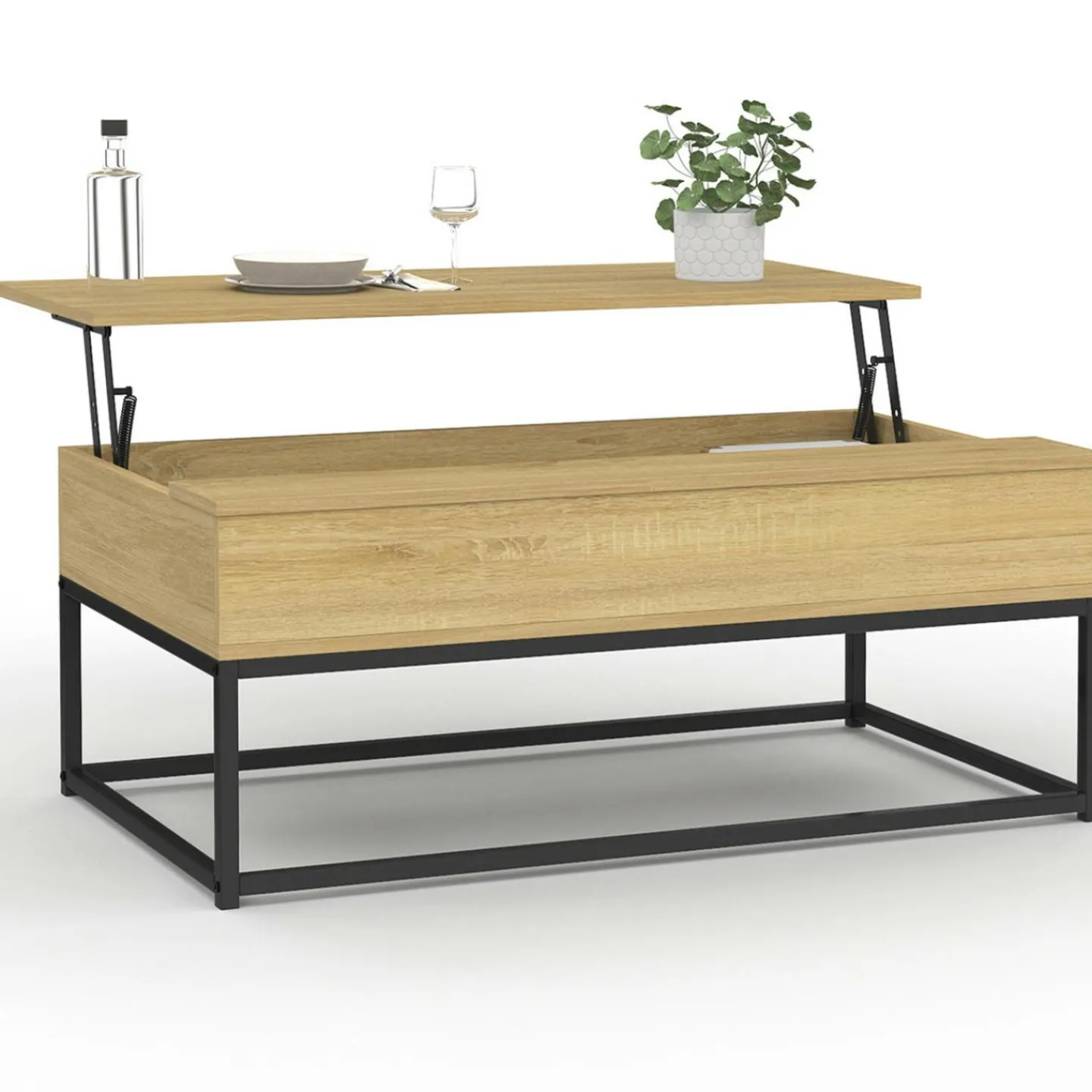 Table de salon industrielle avec plateau relevable*IDMarket Discount