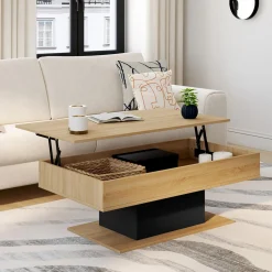 Table de salon relevable bois et noir*IDMarket Best