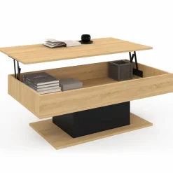 Table de salon relevable bois et noir*IDMarket Best
