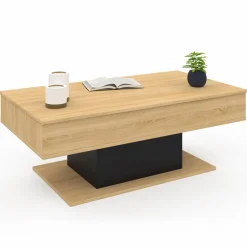 Table de salon relevable bois et noir*IDMarket Best