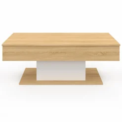 Table de salon relevable bois et blanc*IDMarket New