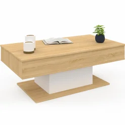 Table de salon relevable bois et blanc*IDMarket New