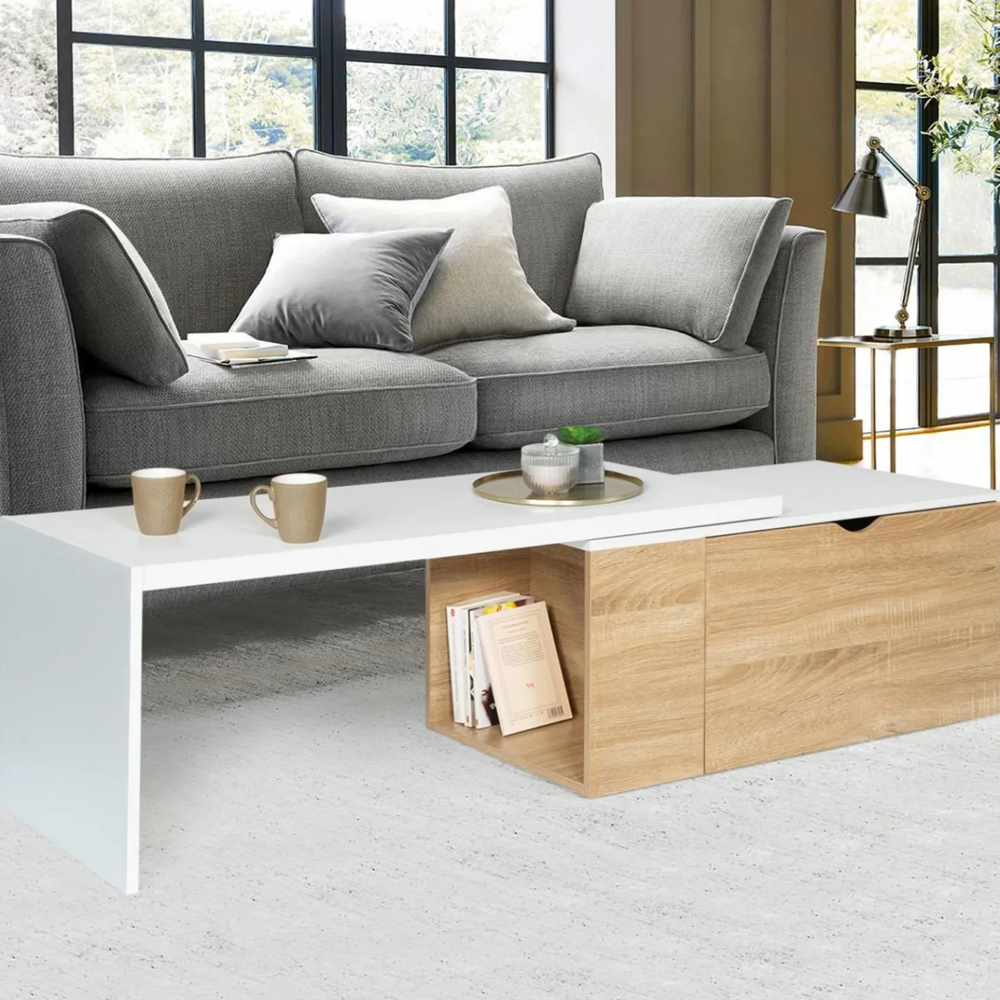 Table de salon rotative avec coffre de rangement*IDMarket