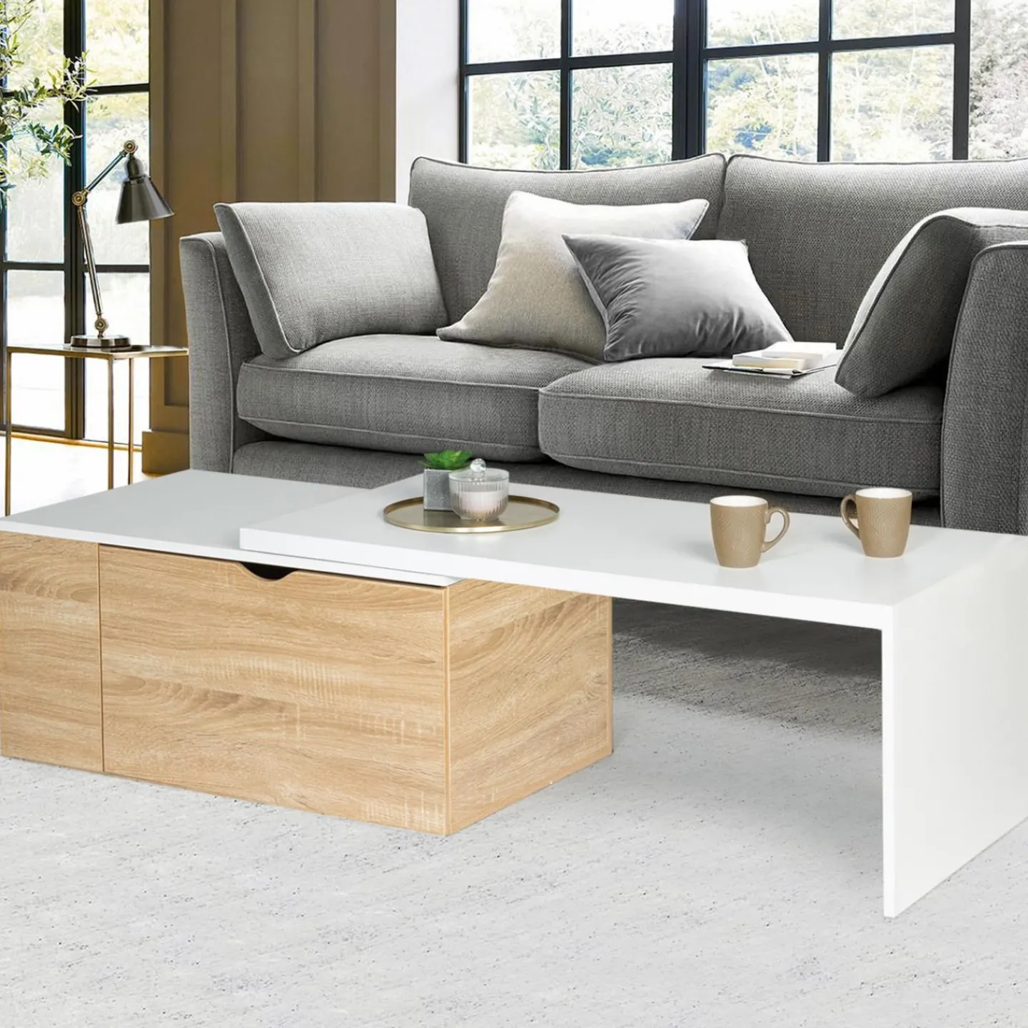 Table de salon rotative avec coffre de rangement*IDMarket