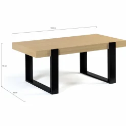 Table de salon style industriel bois et noir*IDMarket New