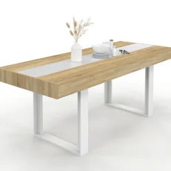Table extensible 6 à 10 personnes bois et blanc*IDMarket Hot