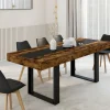 Table extensible 6 à 10 personnes bois effet vieilli et noir*IDMarket New