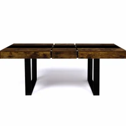 Table extensible 6 à 10 personnes bois effet vieilli et noir*IDMarket New