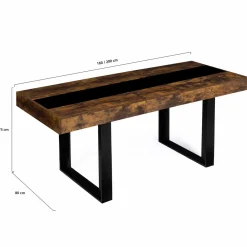 Table extensible 6 à 10 personnes bois effet vieilli et noir*IDMarket New