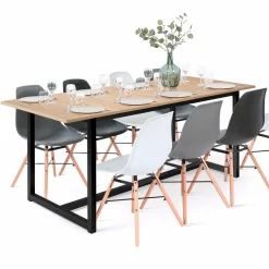 Table extensible industrielle 6-10 personnes 200 cm*IDMarket