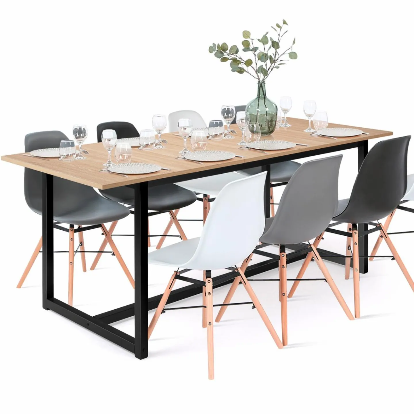 Table extensible industrielle 6-10 personnes 200 cm*IDMarket