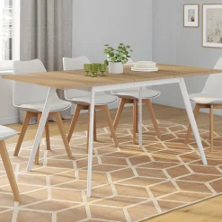 Table extensible scandinave bois et pieds blancs*IDMarket Hot