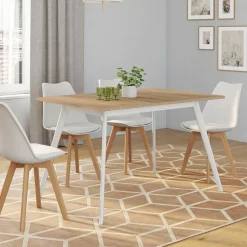 Table extensible scandinave bois et pieds blancs*IDMarket Hot