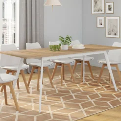 Table extensible scandinave plateau bois pieds blancs 160-200cm*IDMarket