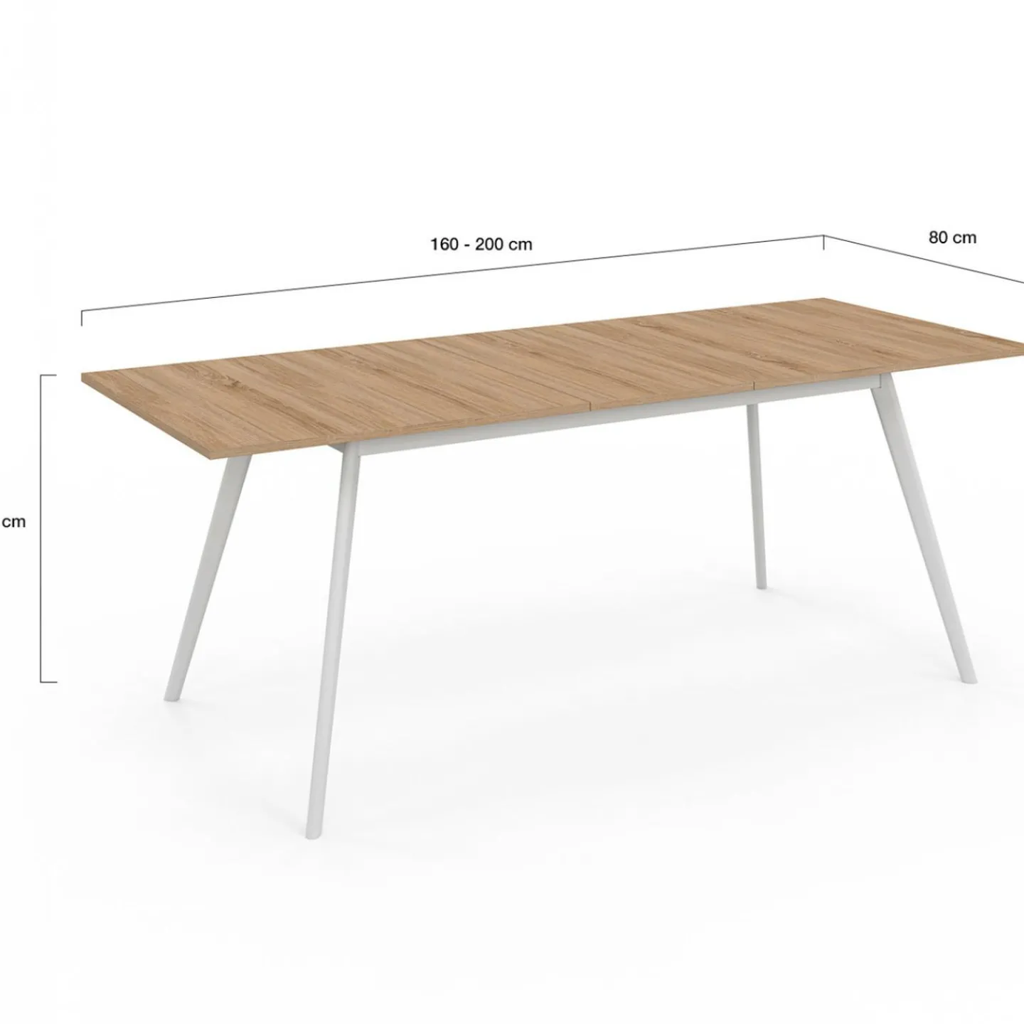 Table extensible scandinave plateau bois pieds blancs 160-200cm*IDMarket