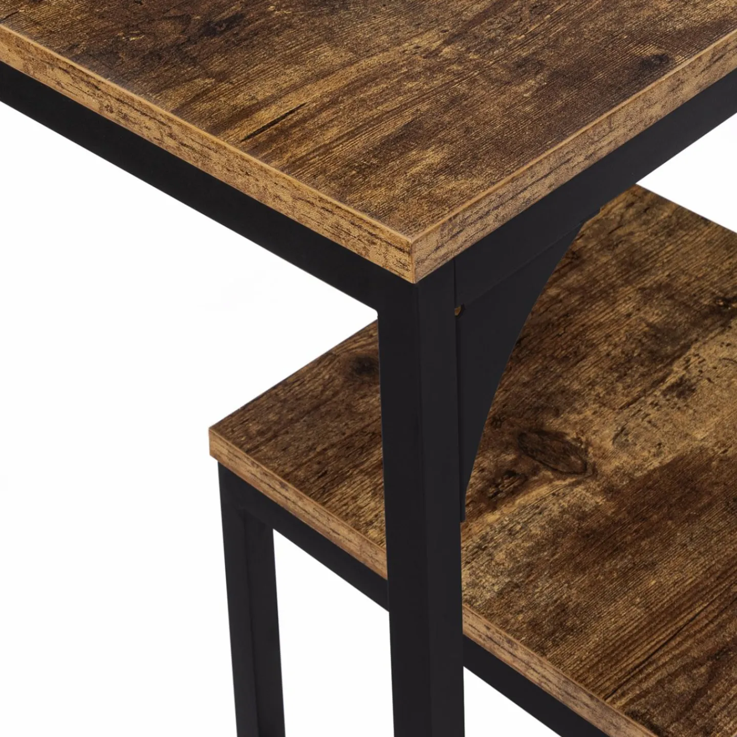 Table haute avec 6 tabourets bois effet vieilli*IDMarket