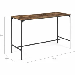 Table haute avec 6 tabourets bois effet vieilli*IDMarket