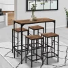 Table haute avec 4 tabourets bois effet vieilli*IDMarket Discount