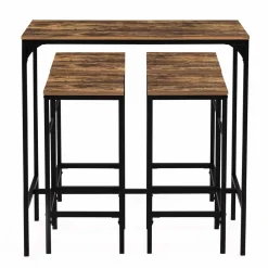 Table haute avec 4 tabourets bois effet vieilli*IDMarket Discount