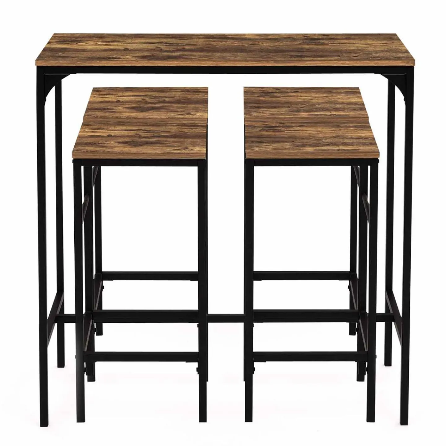 Table haute avec 4 tabourets bois effet vieilli*IDMarket Discount