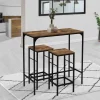 Table haute avec 2 tabourets bois effet vieilli*IDMarket Clearance