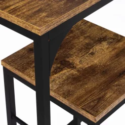 Table haute avec 2 tabourets bois effet vieilli*IDMarket Clearance