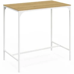 Table haute avec 4 tabourets métal blanc et bois style industriel*IDMarket Outlet