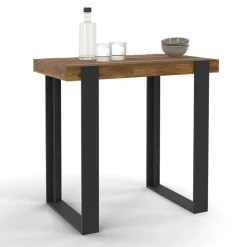 Table haute de bar bois foncé effet vieilli et noir 113 cm*IDMarket Online