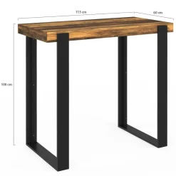 Table haute de bar bois foncé effet vieilli et noir 113 cm*IDMarket Online