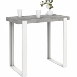 Table haute de bar effet béton et blanc 113 cm*IDMarket