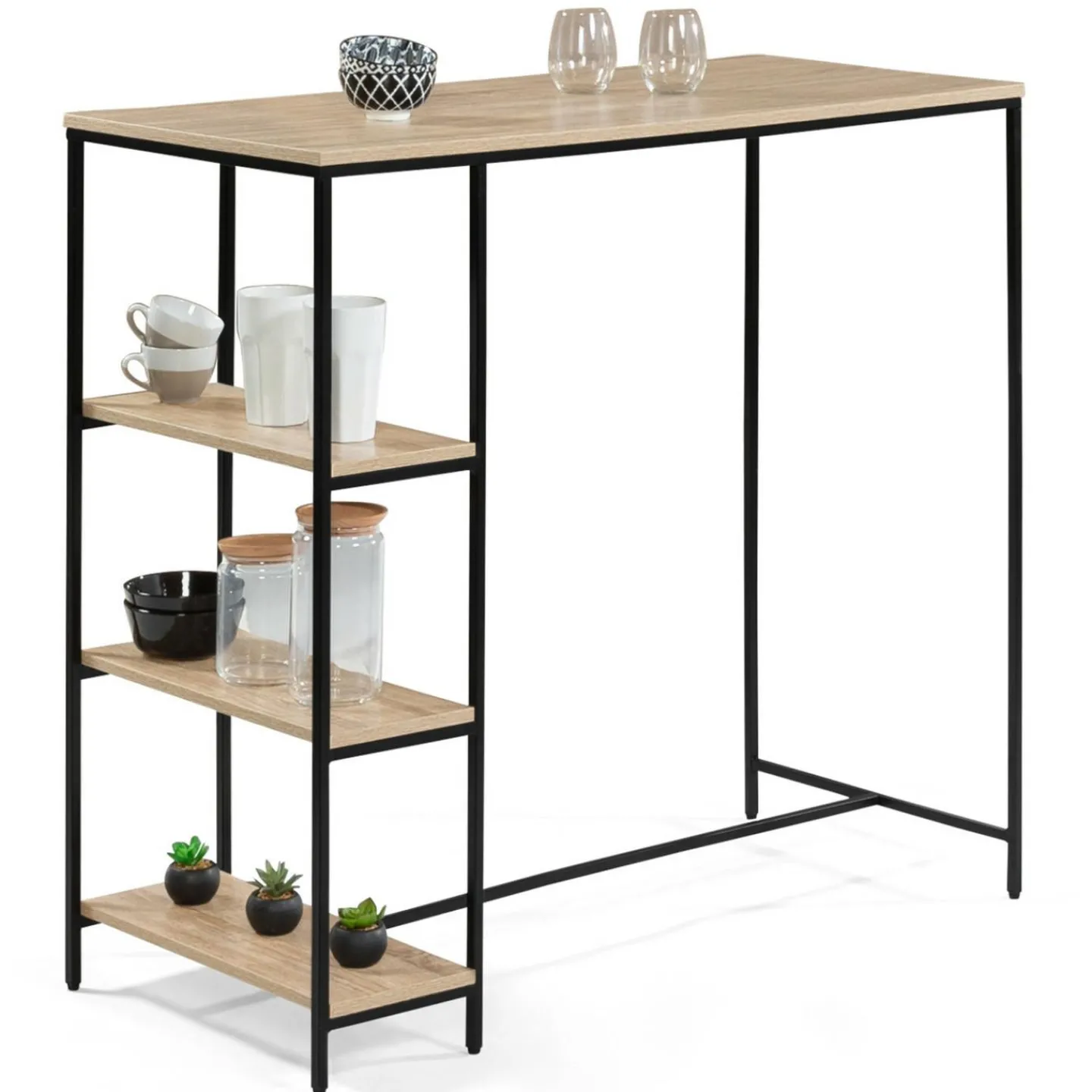 Table haute industrielle avec étagères*IDMarket Online
