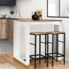 Table haute îlot de cuisine blanche et bois*IDMarket Clearance