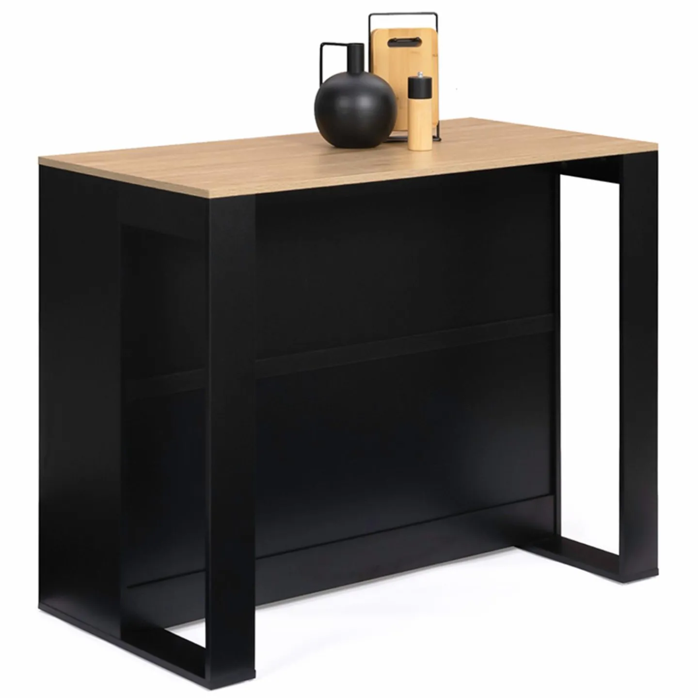 Table haute îlot de cuisine noir et bois*IDMarket Hot