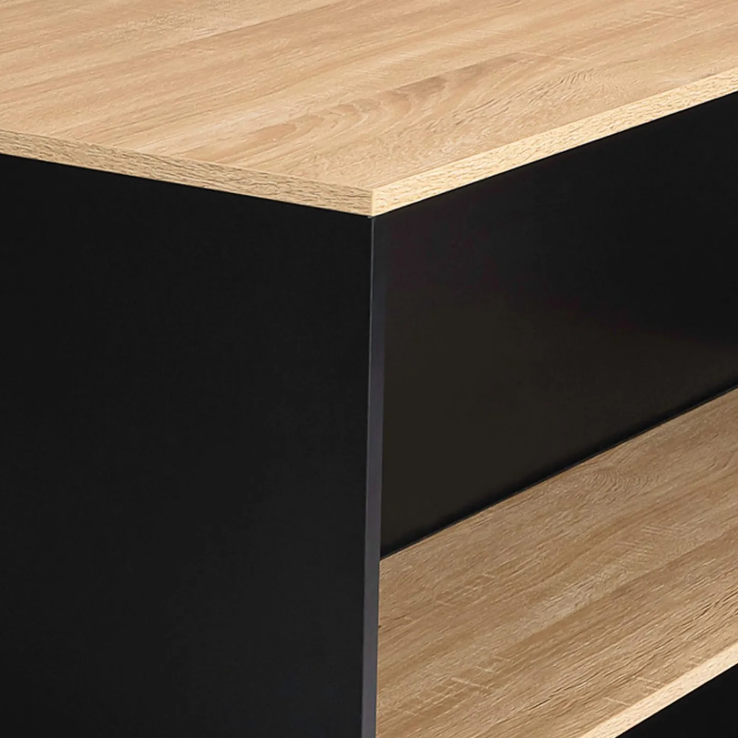 Table haute îlot de cuisine noir et bois*IDMarket Hot