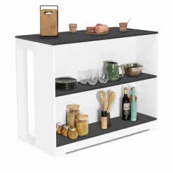 Table haute îlot de cuisine blanche et grise*IDMarket Sale