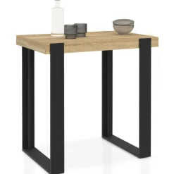 Table haute mange debout noir et bois 113 cm*IDMarket