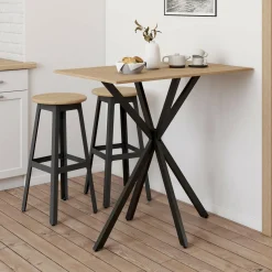 Table haute mange debout recangulaire bois et métal noir pied araignée 100 cm*IDMarket Discount